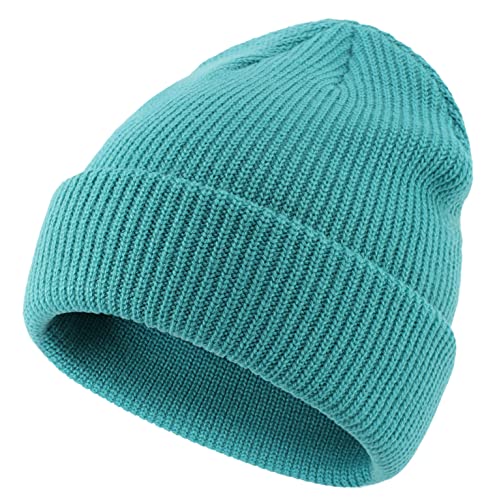 Connectyle Classic Double Layer Knit Beanie Hat Warm Thick Acrylic Winter Hats Daily Cuffed Beanies Watch Hat for Men Women - color: Lake Blue