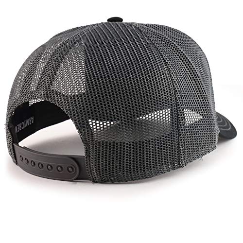 Armycrew Oversize XXL Low Profile Two Tone Mesh Back Trucker Baseball Cap - color: Black Charcoal