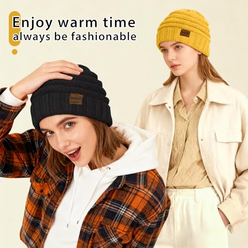 ZOORON Womens Winter Hat Slouchy Beanies for Women Cable Knit Beanie Hats - color: 1pack- Yellow