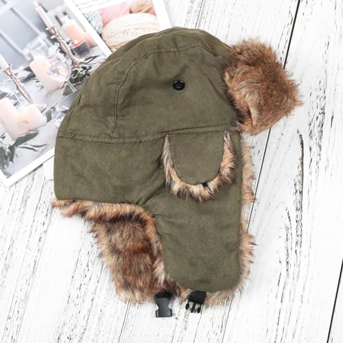 ONWAY Trapper Hat Winter Hats for Women Men with Faux Fur Ear Flaps - color: Darkgreen