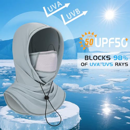GXCROR Cooling Breathable Balaclava Face Mask Sun UV Protection Hood Shiesty Mask for Cycling Fishing Running - color: Light Gray