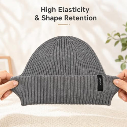 Beanie for Men Women Winter Ribbed Knit Hat Warm Cuffed Skull Cap - color: Lightgrey