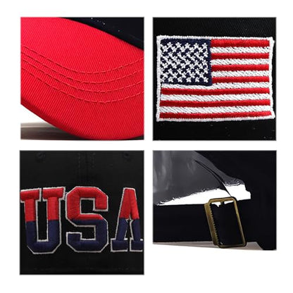 American Flag Baseball Caps Embroiderred USA Flag Patriotic Dad Hat Adjustable Trucker Hats for Men Women - color: Usa Flag Navy White
