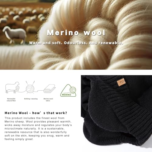 TOP-EX DryKnit™ 80% Merino Wool Waterproof Warm Brim Beanie with Ear Flaps - color: Beige (Waterproof), size: Medium-Large