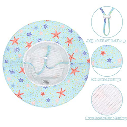Sarfel Baby Sun Hat Summer Baby Boy Hats UPF 50+ Sun Protection Toddler Hat Bucket for Baby Girl Adjustable Kid Cap - color: Blue Starfish, size: 6-12 Months