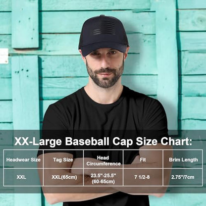 Oversize XXL American Flag Trucker Hat - color: Navy/Black, size: XX-Large