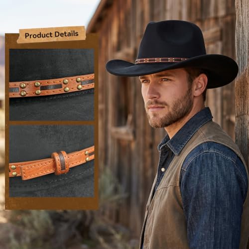 Western Cowboy Hat for Women, Shapeable Wide Brim Classic Cowgirl Hat - color: Color 2