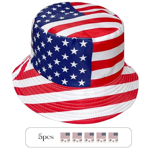 Wildarms Reversible Patriotic Bucket Hat Set with Temporary Tattoos - color: Star1