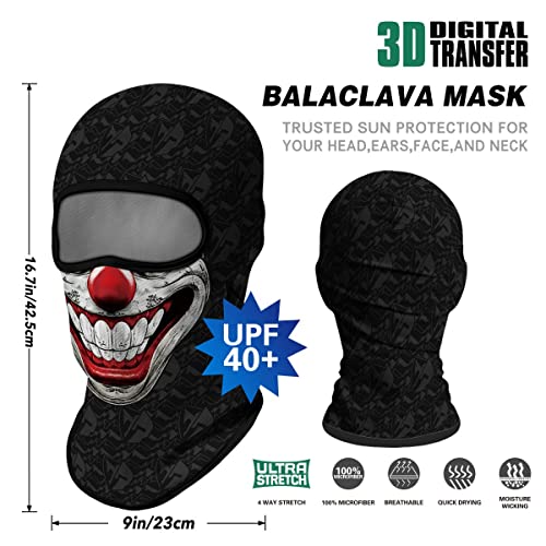 3D Balaclava Ski Mask Motorcycle Full Face Mask Outdoor Tactical Hood Headwear Mask Ghosts Skull Mask Men Women for Halloween - color: Clown