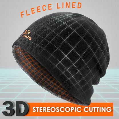Lvaiz Winter Fleece Lined Beanie Hat for Men Women Reversible Skull Cap - color: Navy Blue+black