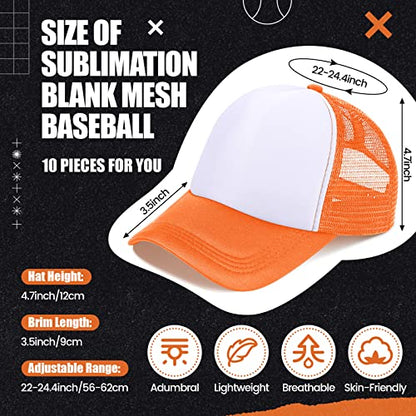 Tarpop 10 Pcs Sublimation Blank Trucker Hats Bulk - color: Multicolor