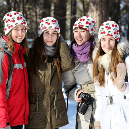 Beanie Knit Hat Winter Unisex Cuffed Beanies Skull Cap Warm Double Layer Thick Acrylic Cute for Girls Women Men - color: Cherry