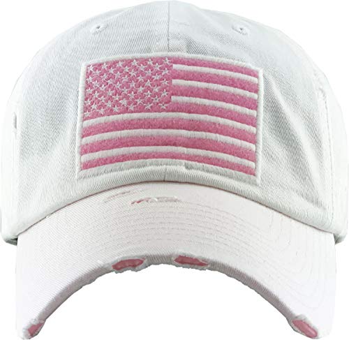 KBETHOS Flag USA America Military Thin Blue Line Thin Red Line Vintage Distressed Baseball Cap Dad Hat Unisex Adjustable… - color: White Pink Tactical Operator Classic