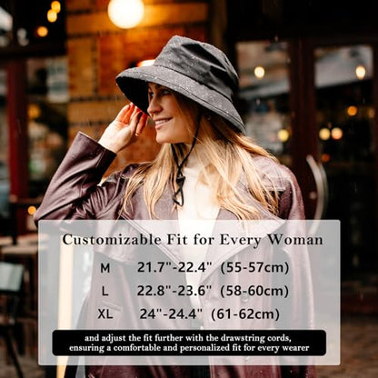 Comhats Women's Waterproof UPF 50+ Wide Brim Packable Rain Hat - color: 737_navy, size: X-Large