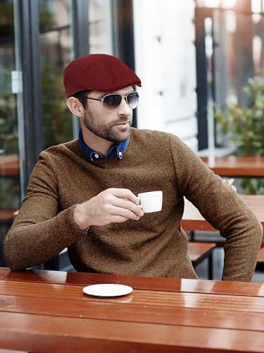 6 Pieces Men's Newsboy Caps Gatsby Cabbie Driving Hunting Cap Newsboy Flat Cap Irish Hats Ivy Hat - color: Navy, Dark Gray, Light Gray, Black, Brown, Burgundy