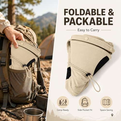 HUAMULAN Women Men Wide Brim Sun Hat Hiking Fishing Hats with Neck Flap - color: Yq005-beige