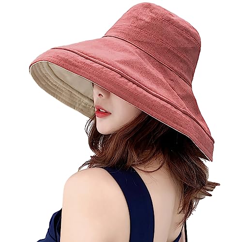 Women Wide Brim Sun Hats Metal Wired Edge Summer UV Protection Beach Fishing Hat for Hiking Garden Travel Chin Strap - color: Lant001-jiaotang, size: One Size