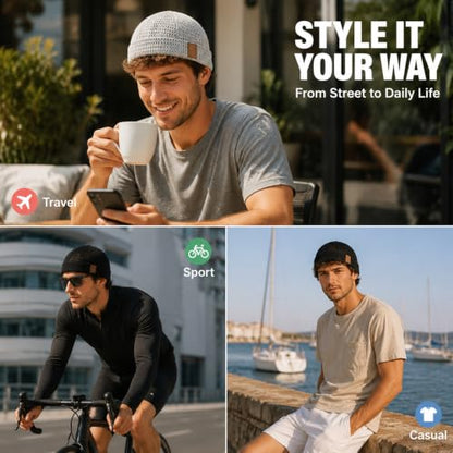 2-Pack Brimless Hats for Men,Adjustable Breathable Lightweight Brimless Cap