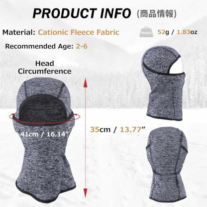 Azarxis Kids Children's Balaclava Hat Fleece Ski Face Mask Winter Cap Adjustable Double Neck Warmer - color: #04 Pure Black