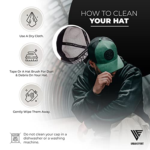 Urban Effort Trucker Hat for Men & Women, Mesh Back Baseball Cap, 5 Panel - color: Green, style: Mesh Back