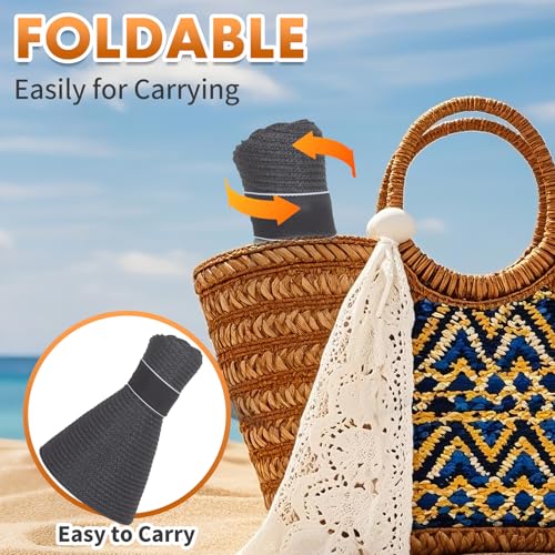 Barelove Sun Straw Hat Wide Brim Shape Hat with UPF 80+, Packable Foldable Floppy Summer Beach Hat for Women Men - color: Black - Wide