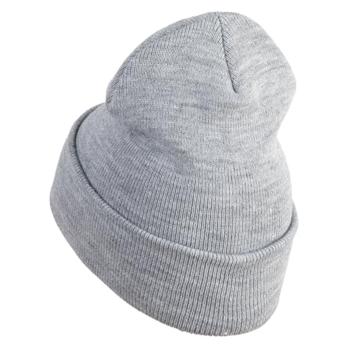 e4Hats.com 12 inch Cuffed Knit Long Beanie - color: Heather Grey