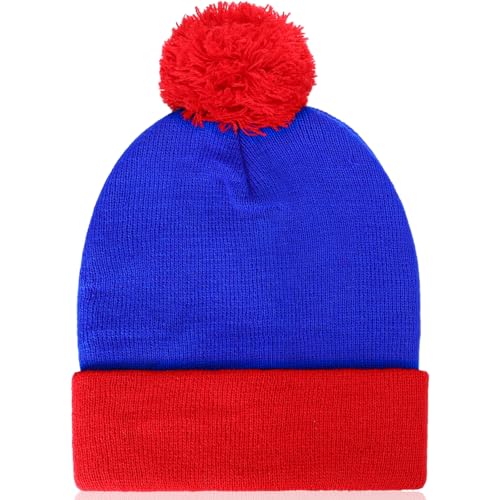 Shinymoon Halloween Knit Pom Beanie Hat Cosplay Headwear - color: Royal Blue