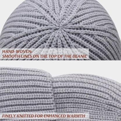 Wool Fisherman Beanies for Men Women Short Cuff Knit Beanie - color: Brown