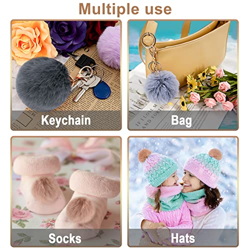BQTQ 36 Pcs Faux Fur Pom Poms DIY Hat Pompom with Elastic Loop (Soft Color) - color: Soft color