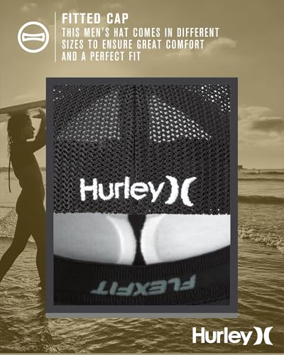 Hurley Mens Baseball Cap Laguna Icon Trucker Hat, Curved Brim - color: Black/White Logo, size: Small-Medium