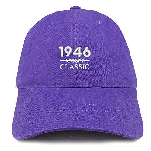 Trendy Apparel Shop Classic 1946 Embroidered Retro Soft Cotton Baseball Cap - color: Purple