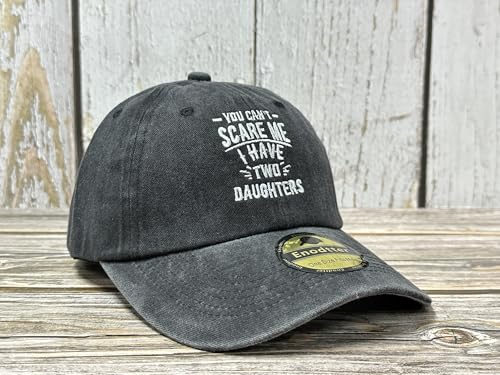 Embroidered Baseball Caps for Men and Women - color: I Have Two Daughters (Washed Black)