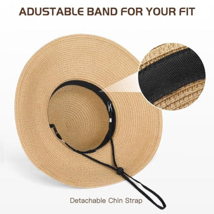 Beach Hats for Women, Sun Straw Hat for Women, UPF 50+ UV Foldable Sun Hat - color: C-beige