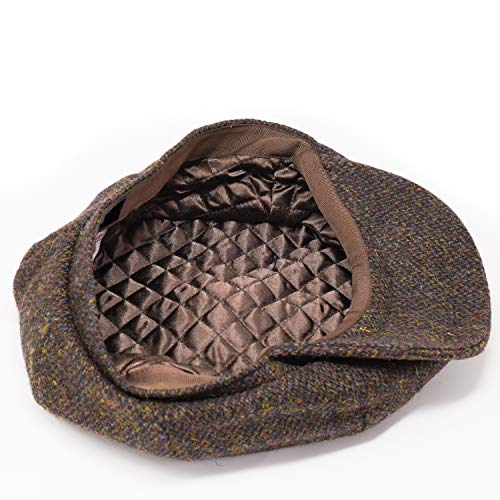 Lomond Newsboy Cap - 100% Handwoven Wool - Harris Tweed - Water Resistant - color: Coffee, size: Large