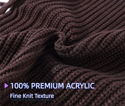Connectyle Knit Hooded Scarf Hat Pullover Balaclava Beanie Skull Cap with Drawstring Neck Gaiter Hood Winter Hats for Women - color: Coffee