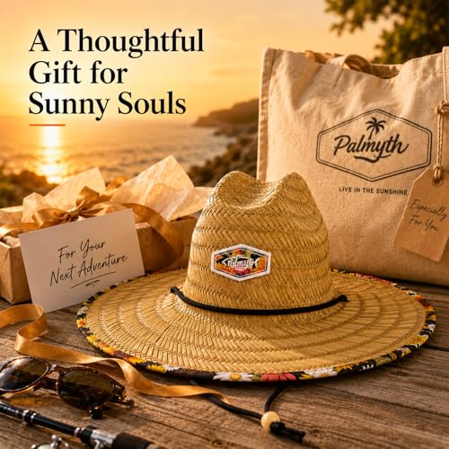 Palmyth Straw Hat for Men & Women Sun Hats, Beach Hat, Fishing Hat UPF 50+ - color: Sunflowerbloom