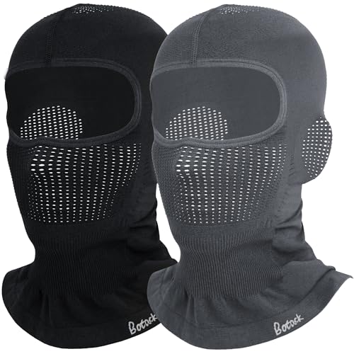 2 Pack Breathable Balaclava Ski Mask, Motorcy Helmet Liner Men Women - color: Black+Grey