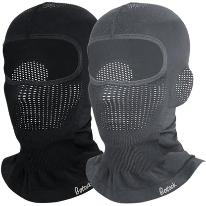 2 Pack Breathable Balaclava Ski Mask, Motorcy Helmet Liner Men Women - color: Black+Grey