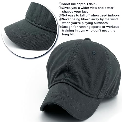 Loneshark Short Brim Baseball Cap for Running Small Bill Umpire Hat - color: Charcoal