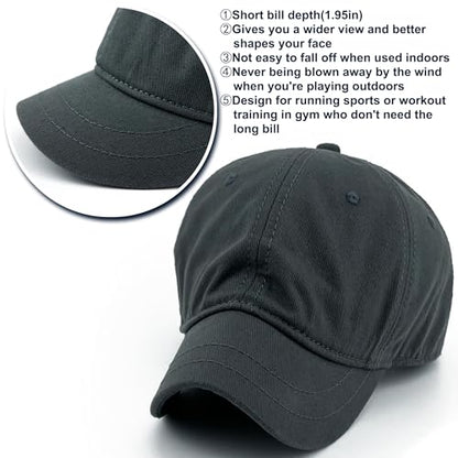 Loneshark Short Brim Baseball Cap for Running Small Bill Umpire Hat - color: Charcoal