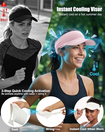 Cooling Stretchy Visor Hat for Women Men Summer Sports Sun Visors - color: Pink
