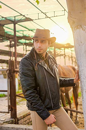 HADZAM Leather Cowboy hat Shapeable into Outback hat, Australian Hats for Men & Women - color: Brown, size: Small