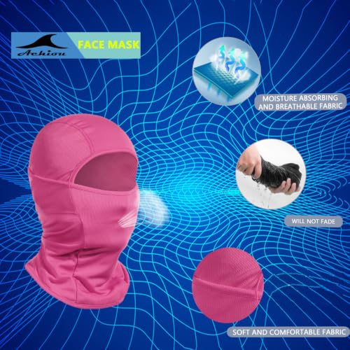 Achiou Ski Mask for Men and Women, Lightweight UV Balaclava Face Cover - color: Rosered