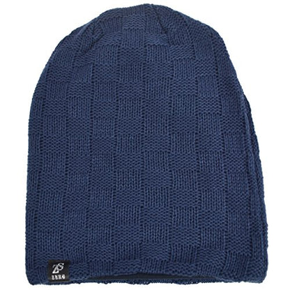 VECRY Men's Slouch Beanie Skull Cap Long Baggy Hip-Hop Winter Summer Hat - color: Checked-navy
