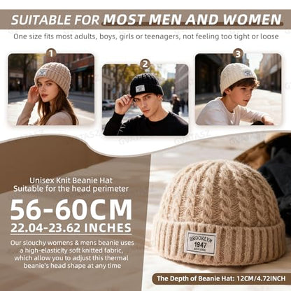 Soft Winter Knitted Hat Skull Cap Sailor Caps Cuff Beanie Cold Weather Brimless Knit Hats Warm Ski Hat Landlord Hats - color: Mg-zzm25101-khaki