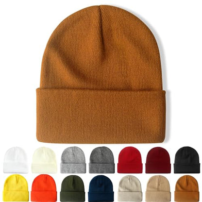 NPQQUAN Beanie for Women Winter Hats for Mens Beanie Cuffed Knit Beanies - color: Brown