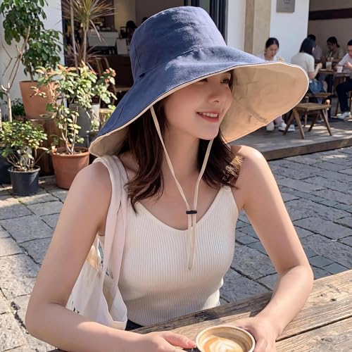 FaroDor Women's Reversible Bucket Hat UV Protection Packable Travel Cap Wide Brim Sun Hats 2026 - color: 3navy Blue
