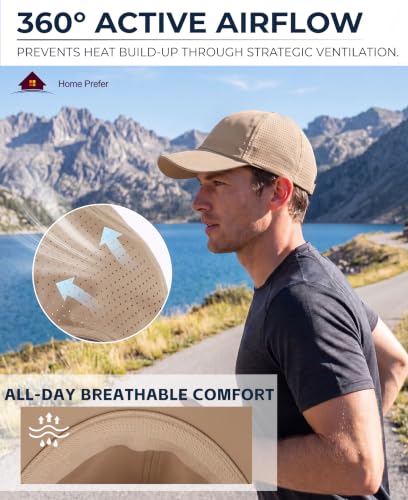 Home Prefer Reflective Water Repellent Quick Dry Airy UPF50+ Sun Hat for Men Women Outdoor Sports Baseball Caps Unisex - color: Dark Khaki