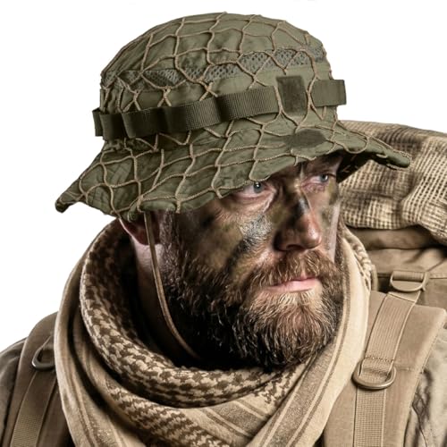 CQR Men's Tactical Boonie Hat, Breathable Packable Sun Hat for Hunting, Hiking, Fishing, Shooting, and Outdoor Activities - color: Recon Soil Green, size: Small-Medium