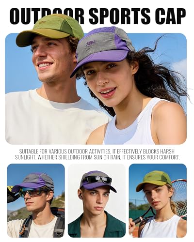 Clakllie Quick Dry 5 Panel Cap for Men Summer Folding Outdoor Hat Breathable Baseball Cap Unstructured Running Hiking Hats - color: Yellow